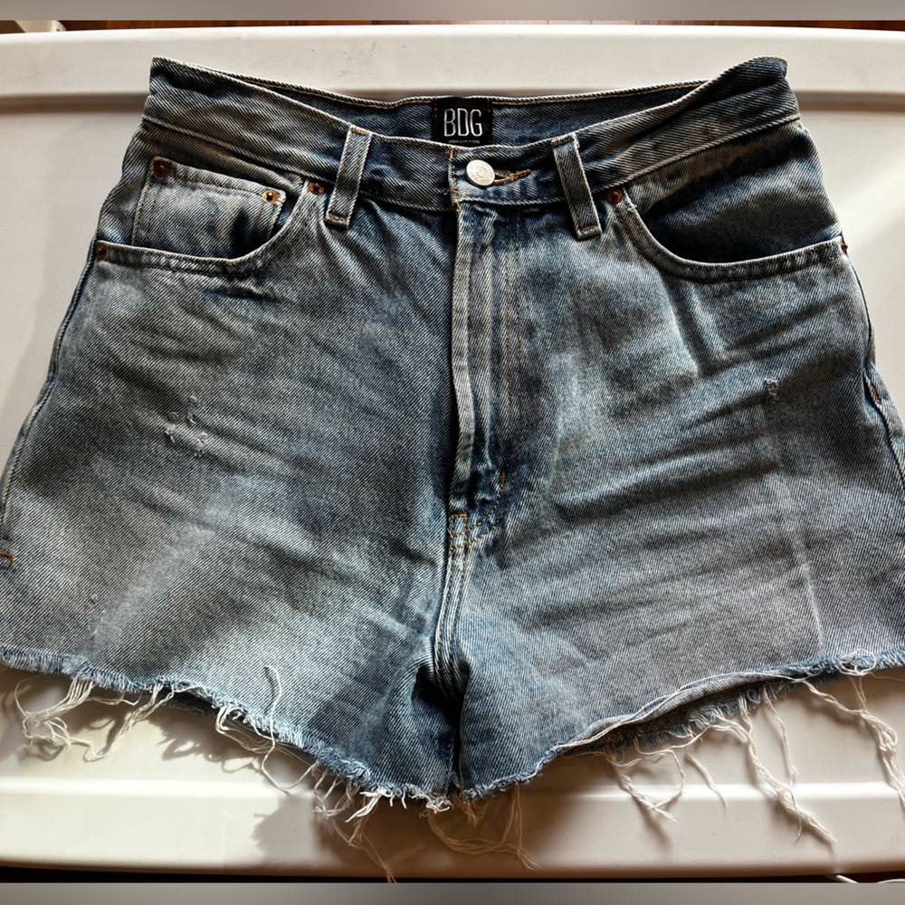 BDG girlfriend high rise jean cut offs